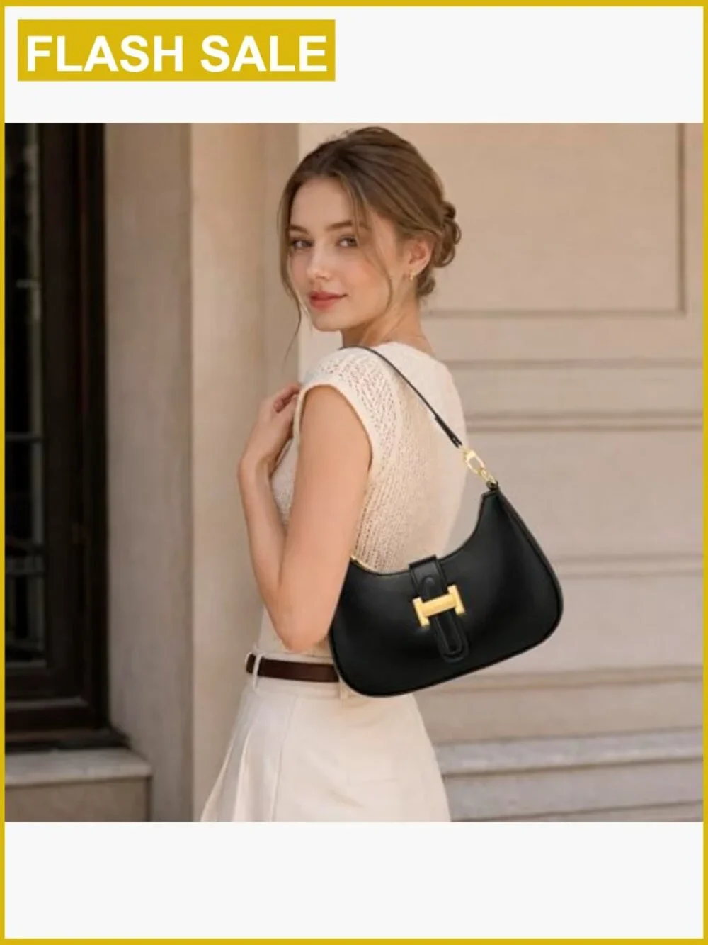 Vegan Leather Hobo Shoulder Bag with Removable Strap, Crescent Handbag